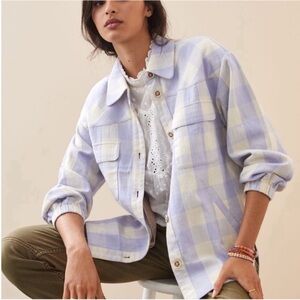 Anthropologie Maeve Lavender Check Utility Jacket